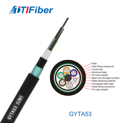 GYTA53 FTTHのための単モード光ファイバケーブルの黒