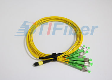 電気通信ネットワークのためのFCの繊維光学パッチ ケーブルへの黄色12の中心MPO