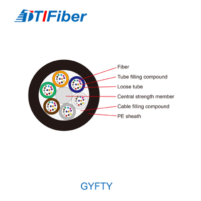 屋外GYFTY 12 FRPの強さメンバーが付いている24の48 96中心G652D繊維の光ケーブル